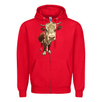 Red Hereford Heifer Zipper Hoodie - LillyAllenDesigns
