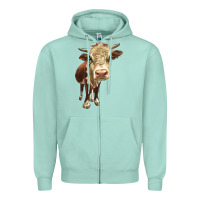 Seafoam Hereford Heifer Zipper Hoodie - LillyAllenDesigns