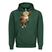 Sports Green Hereford Heifer Zipper Hoodie - LillyAllenDesigns