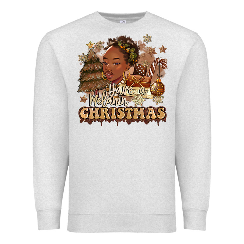 Have A Melanin Christmas  Black Woman Premium Sweatshirt by MaliasSmallBusiness | Teevron