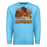 Ocean Blue have a melanin christmas  black woman Premium Sweatshirt - MaliasSmallBusiness