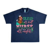 Navy afro  nurse sleep all day nurse all night Urban Heavy Tee - AdoDesignShop