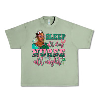 Oil Green afro  nurse sleep all day nurse all night Urban Heavy Tee - AdoDesignShop
