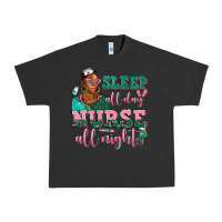Pigment Black afro  nurse sleep all day nurse all night Urban Heavy Tee - AdoDesignShop