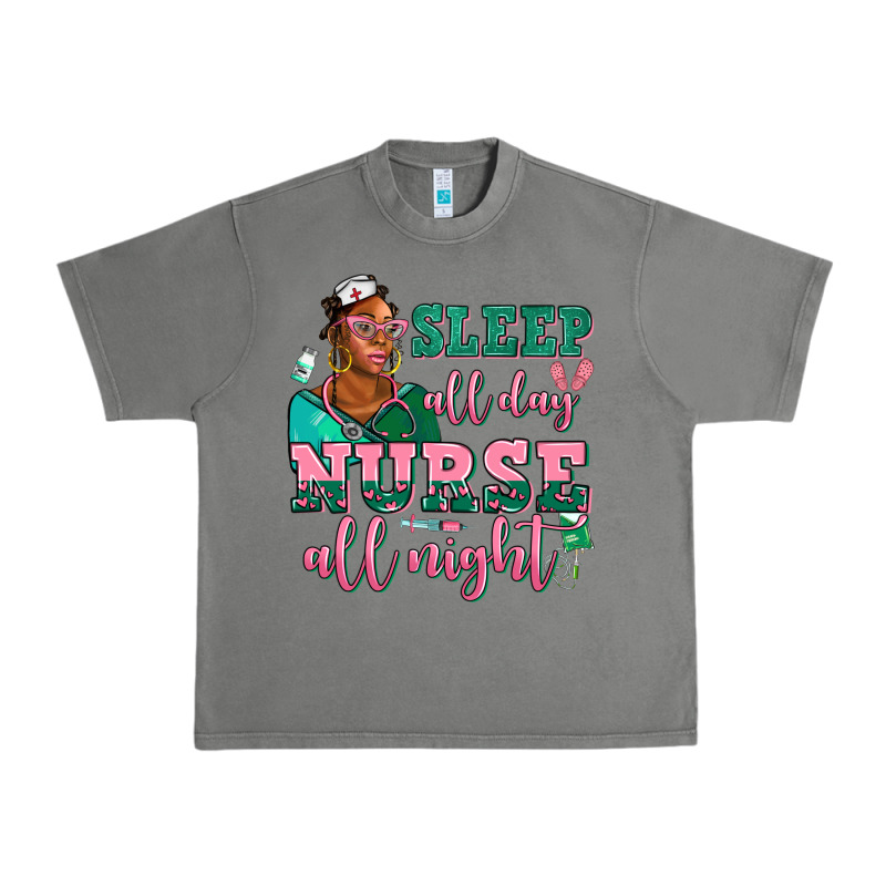 Afro  Nurse Sleep All Day Nurse All Night Urban Heavy Tee by AdoDesignShop | Teevron