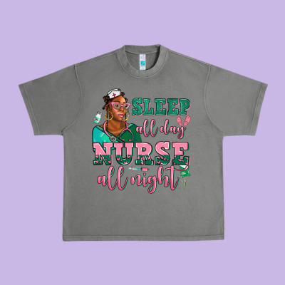 Afro  Nurse Sleep All Day Nurse All Night Urban Heavy Tee Designed By Adodesignshop