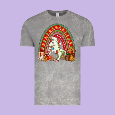 Christmas Unicorn Rainbow Vintage Tee Designed By Fadigitalartstudio