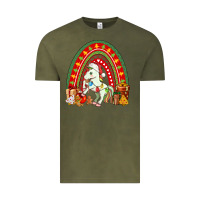 Vintage Olive Christmas Unicorn Rainbow Vintage Tee - FaDigitalArtStudio