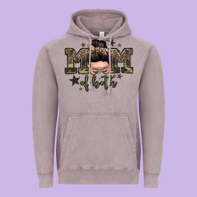 Mom Of Both Boys Messy Bun Vintage Hoodie Designed By Zillion Design Studio