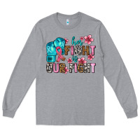 Heather Grey her fighting is our fight Long Sleeve Tee - AdoDesignShop