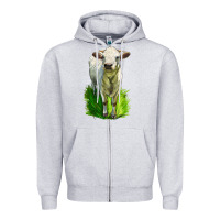 Heather Grey Charolais Heifer Zipper Hoodie - LillyAllenDesigns