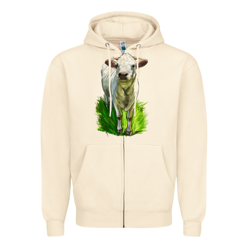 Charolais Heifer Zipper Hoodie by LillyAllenDesigns | Teevron