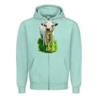 Seafoam Charolais Heifer Zipper Hoodie - LillyAllenDesigns