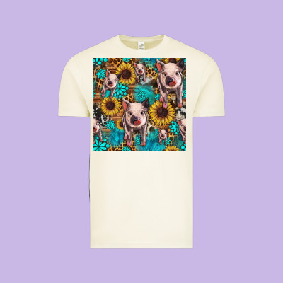 Cute Pig With Patches Seamless Pattern Vintage Tee Designed By Hra Design Shop