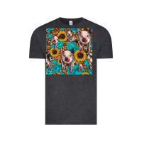 Vintage Black cute pig with patches seamless pattern Vintage Tee - HRA Design Shop