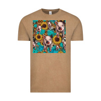 Vintage Coffee cute pig with patches seamless pattern Vintage Tee - HRA Design Shop