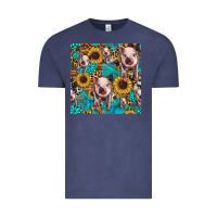 Vintage Denim cute pig with patches seamless pattern Vintage Tee - HRA Design Shop