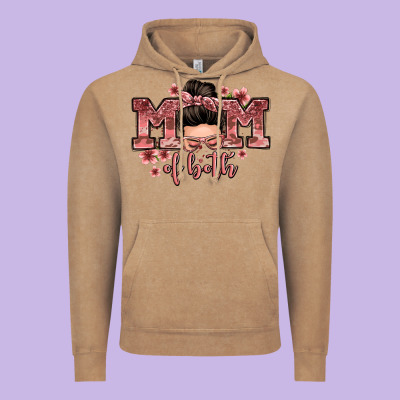 Mom Of Both Messy Bun Vintage Hoodie Designed By Zillion Design Studio