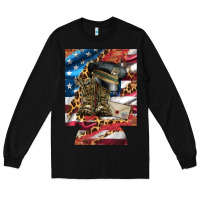 Black usa flag and leopard with boots 12 oz regular can cooler Long Sleeve Tee - Artiststas