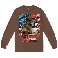 Chestnut usa flag and leopard with boots 12 oz regular can cooler Long Sleeve Tee - Artiststas