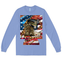 Colony Blue usa flag and leopard with boots 12 oz regular can cooler Long Sleeve Tee - Artiststas
