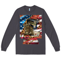 Usa Flag And Leopard With Boots 12 Oz Regular Can Cooler Long Sleeve Tee | Teevron