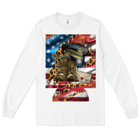 White usa flag and leopard with boots 12 oz regular can cooler Long Sleeve Tee - Artiststas