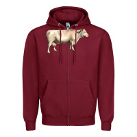 Burgundy charolais cattle Zipper Hoodie - LillyAllenDesigns