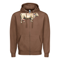 Chestnut charolais cattle Zipper Hoodie - LillyAllenDesigns