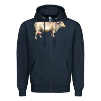 Navy charolais cattle Zipper Hoodie - LillyAllenDesigns