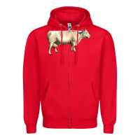 Red charolais cattle Zipper Hoodie - LillyAllenDesigns