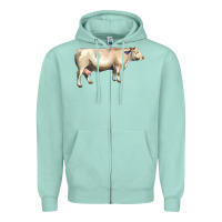 Seafoam charolais cattle Zipper Hoodie - LillyAllenDesigns