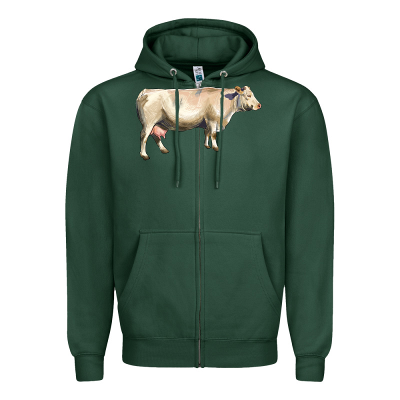 Charolais Cattle Zipper Hoodie by LillyAllenDesigns | Teevron