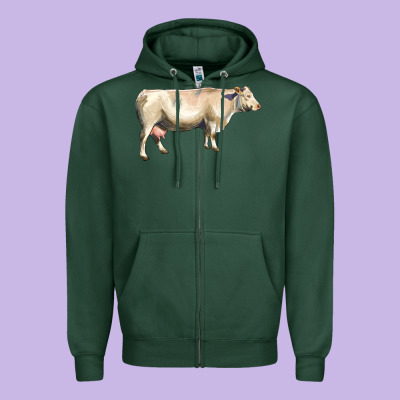 Charolais Cattle Zipper Hoodie Designed By Lillyallendesigns