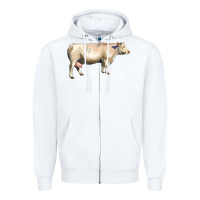 White charolais cattle Zipper Hoodie - LillyAllenDesigns