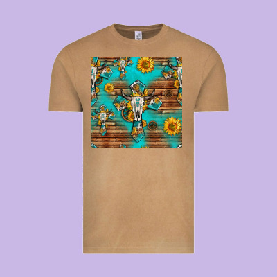 Bull Skull Cross Seamless Pattern Vintage Tee Designed By Hra Design Shop