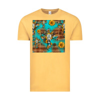 Vintage Mustard bull skull cross seamless pattern Vintage Tee - HRA Design Shop