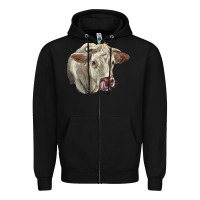 Black Charolais Cattle Face Zipper Hoodie - LillyAllenDesigns