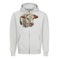 Dove Grey Charolais Cattle Face Zipper Hoodie - LillyAllenDesigns