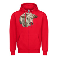 Red Charolais Cattle Face Zipper Hoodie - LillyAllenDesigns
