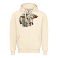 Sandshell Charolais Cattle Face Zipper Hoodie - LillyAllenDesigns