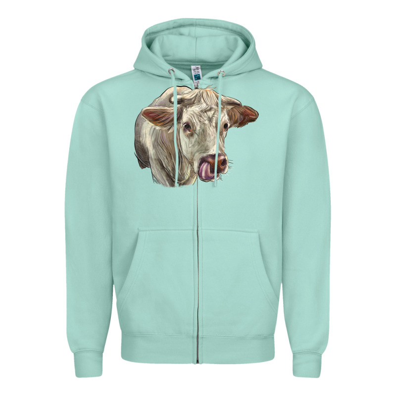 Charolais Cattle Face Zipper Hoodie by LillyAllenDesigns | Teevron