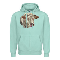 Seafoam Charolais Cattle Face Zipper Hoodie - LillyAllenDesigns