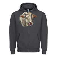Smoke Charolais Cattle Face Zipper Hoodie - LillyAllenDesigns