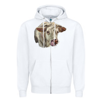 White Charolais Cattle Face Zipper Hoodie - LillyAllenDesigns