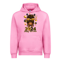 Fuchsia Pink 2024 happy new year  afro messy bun Urban Hoodie - texasbilliewilder