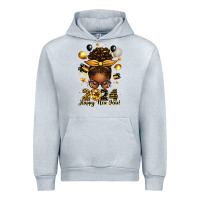 Heather Grey 2024 happy new year  afro messy bun Urban Hoodie - texasbilliewilder