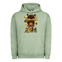 Pigment Oil Green 2024 happy new year  afro messy bun Urban Hoodie - texasbilliewilder