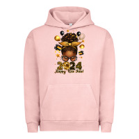 Pigment Salmon 2024 happy new year  afro messy bun Urban Hoodie - texasbilliewilder