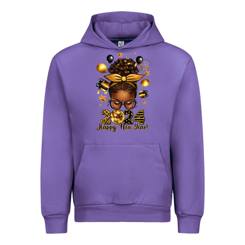 2024 Happy New Year  Afro Messy Bun Urban Hoodie by texasbilliewilder | Teevron
